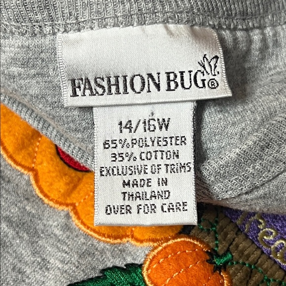 Vintage Y2K Fashion Bug Halloween Sweatshirt Embroidered Pumpkins Bats Moon Top - Picture 3 of 8